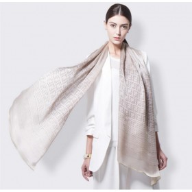 Pure Silk Scarf Gray Gradient Women Summer Scarf